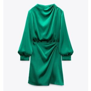 Zara Emerald Satin Mini Dress